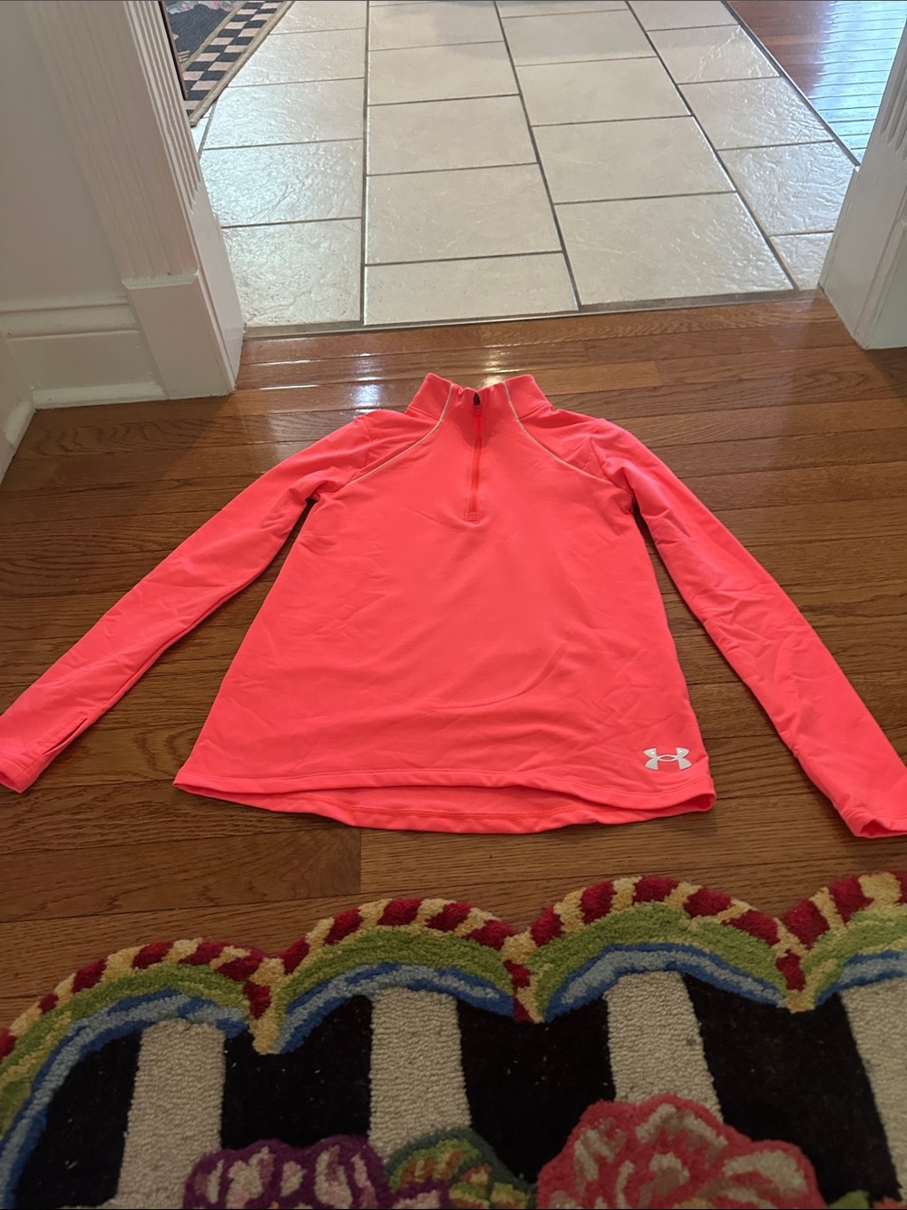 Under Armour Neon Coral Half-Zip Athletic Pullover